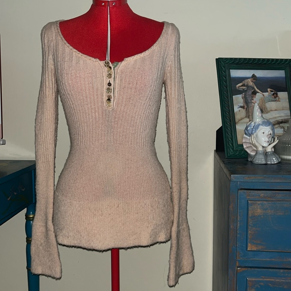 Free People ✨ Vintage Free people baby peach pink sweater 🌷